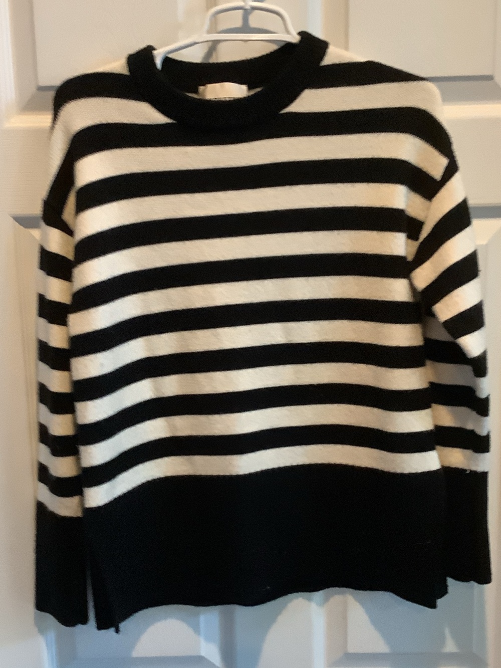 Classic Black & White Striped Crewneck Sweater